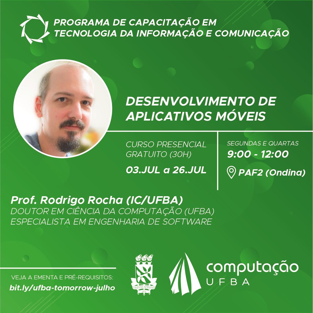 computacaoufba's tweet photo. Capacitação de qualidade é no IC! 👩🏽‍🏫

A próxima etapa do programa de capacitação em TICs está com inscrições abertas até 25 de junho, para 4 cursos ministrados por professores (as) do IC. 📚

O edital e o formulário de inscrição estão disponíveis no site https://t.co/gKkyXKa5xQ https://t.co/JuQyr49iHV