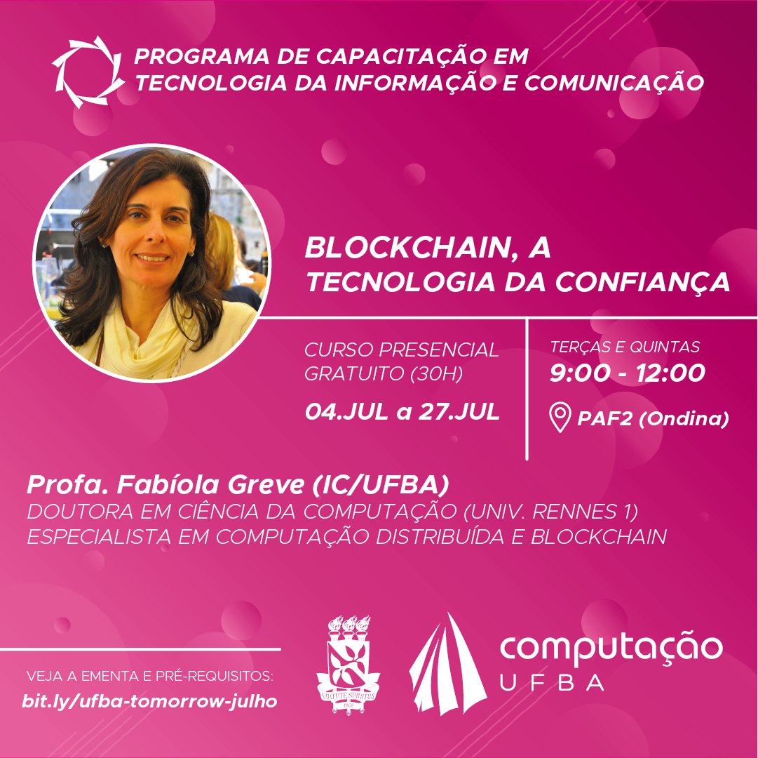 computacaoufba's tweet photo. Capacitação de qualidade é no IC! 👩🏽‍🏫

A próxima etapa do programa de capacitação em TICs está com inscrições abertas até 25 de junho, para 4 cursos ministrados por professores (as) do IC. 📚

O edital e o formulário de inscrição estão disponíveis no site https://t.co/gKkyXKa5xQ https://t.co/JuQyr49iHV