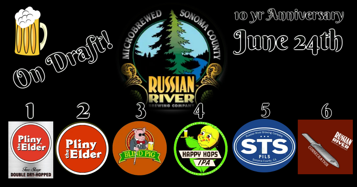 Saturday, June 24th, celebrate 10 years! We have a great draft line up + we are featuring 6 Russian River beers!!  Call ahead for reservations 503.991.5369, In addition to our menu we will have Presto Sando parked out front with their fantastic menu.  Beer specials &amp; MORE!