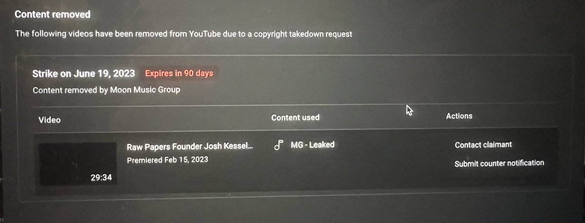The Josh Kesselman / Raw Papers Video got a Copyright strike takedown last night from some random company. Anyone in Cannabis Media, know of any good lawyers to help overturn this? Or can someone from Raw get ahold of me?