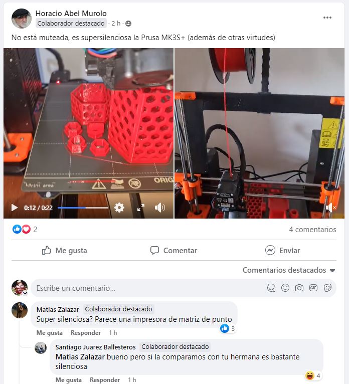 Los q son re tranquilos son los del grupo de impresión 3d