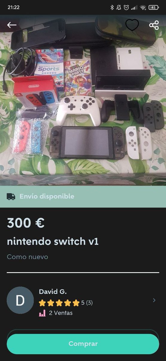 Ahí podéis ver como mi switch, tenía el Dock modificado en impresión 3D antes de la 'venta', y la última foto que ha subido el se ve claramente el mod de los joycons transparentes y el dock.
@wallapop