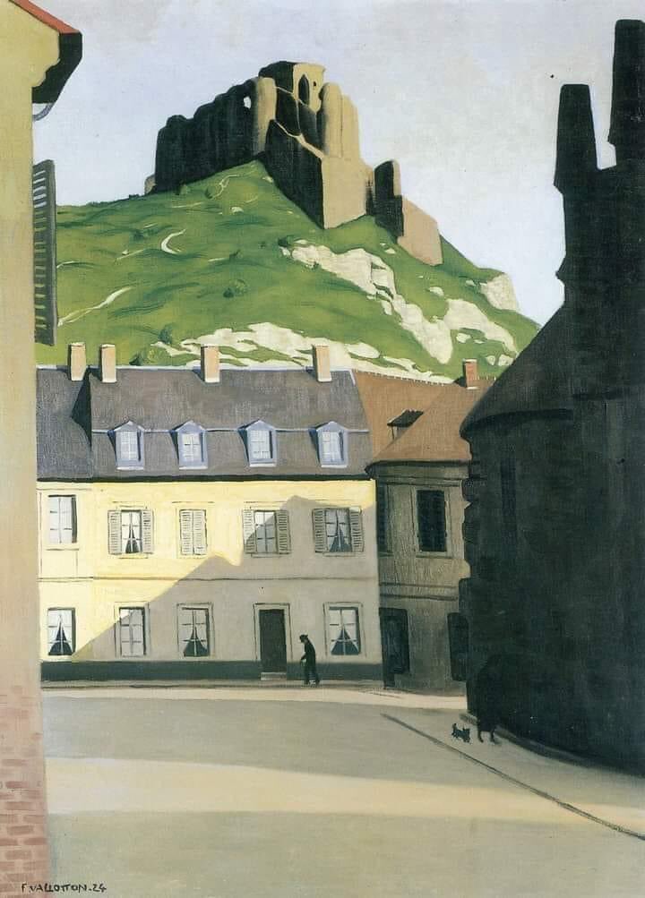 Félix Vallotton (Swiss/French, 1865–1925) 'Square in Les Andelys with the Chateau Gaillard', 1924. Oil on Canvas, 100 × 73 cm. Musée de Vernon.