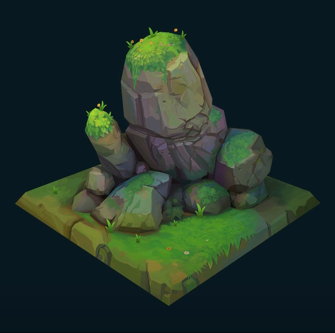 Stylized rock study fully handpainted artstation.com/artwork/DvER4O #artstation #3dart #stylized #handpainted