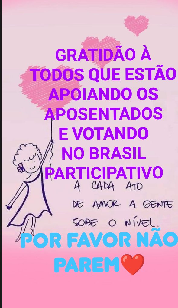 Maria_Zeze_'s tweet photo. "Não deixe de votar na pauta dos aposentados no Brasil Participativo. Seus amigos e familiares também devem participar.
Vote 👇👇
https://t.co/0Cd5BxHxiW

#BrasilVote"
Jhf5 https://t.co/yl31LDXzwN