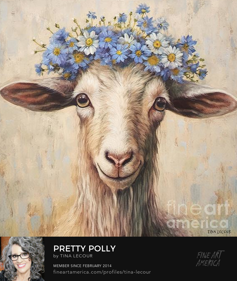 Pretty Polly...Can Be Purchased Here..tina-lecour.pixels.com/featured/prett…
#goat #animals #cute #fun #wallart #kitchen #homedecor #interiordecor #interiordesigner #buyintoart #ayearforart #gifts #giftideas #giftsforher #shopmycloset