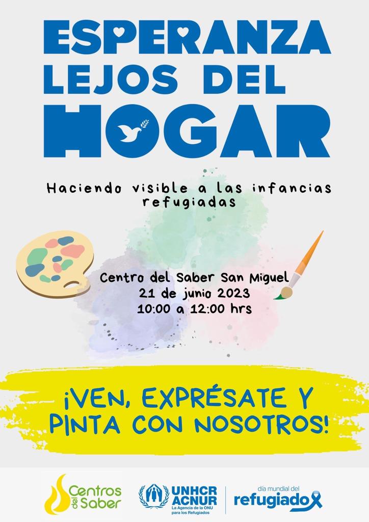 IvnAlamillo2's tweet photo. Si tienes entre 4 y 12 años ven y participa en el mural "Esperanza Lejos del Hogar" en dónde todos vamos aprender y conocer de otros niños y niñas de México y del mundo ¡No faltes! En @CentrosDelSaber Col. San Miguel,León,Gto @AcnurMexico https://t.co/nZScS1Kpro