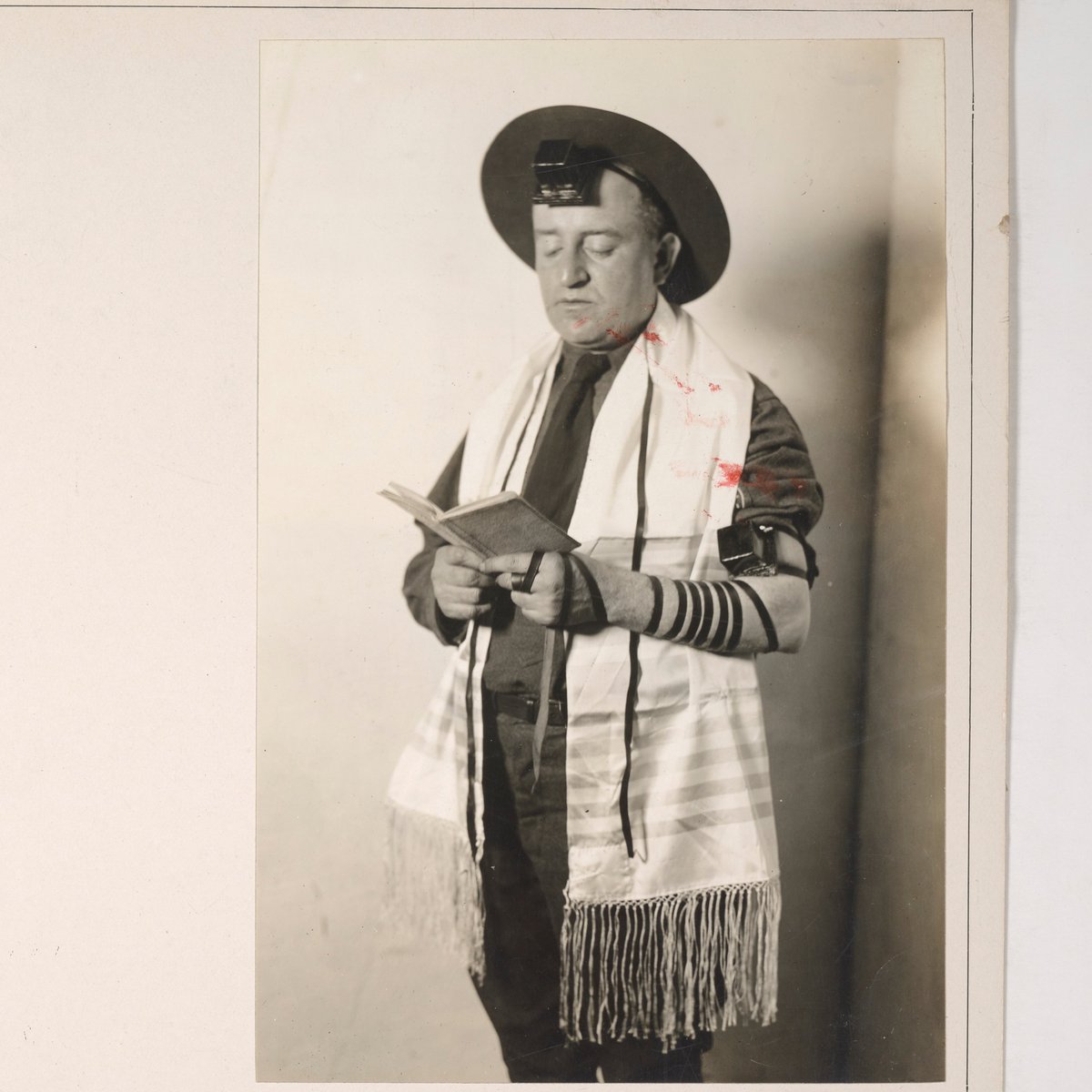 American WWI soldier ready for shacharis, 1918.