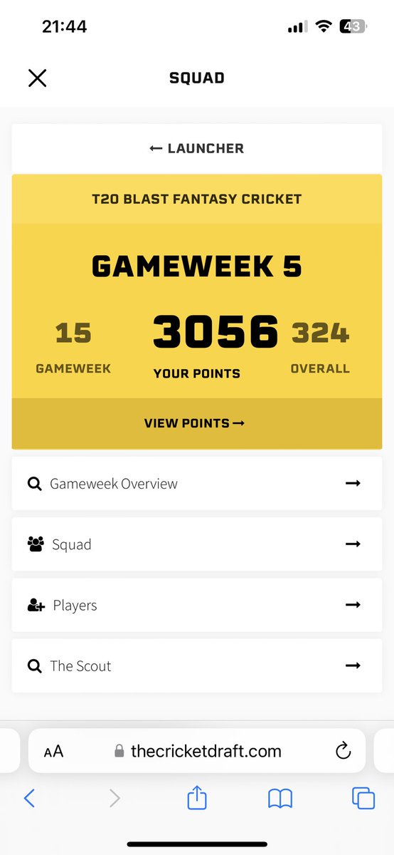 Never thought I’d see myself have a gameweek quite like that! Climbed 1220 places this week 🤯 Mind blowing! @thecricketdraft