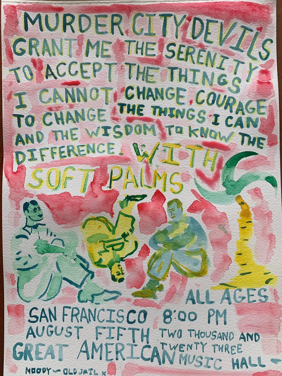 MurderCity's tweet photo. Poster for upcoming show with @SoftPalmsMusic August 5 @GAMH 

Some tickets left at https://t.co/IK1lPqzWmO https://t.co/eDzZvzNAeu