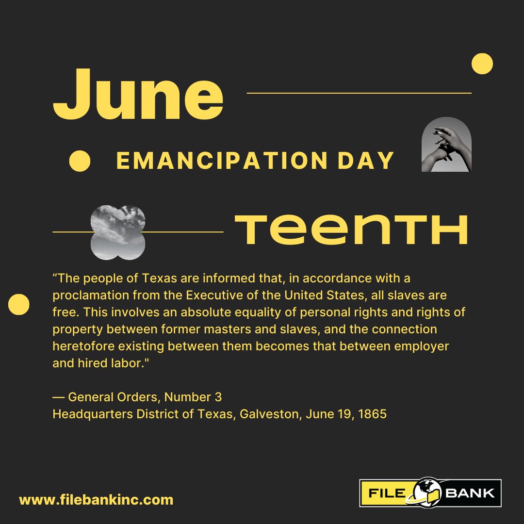 FileBankInc's tweet image. FileBank joins everyone in celebrating Juneteenth and is proud of its diverse and inclusive workforce Family! #Juneteenth #FileBankInc #JumpToDigital