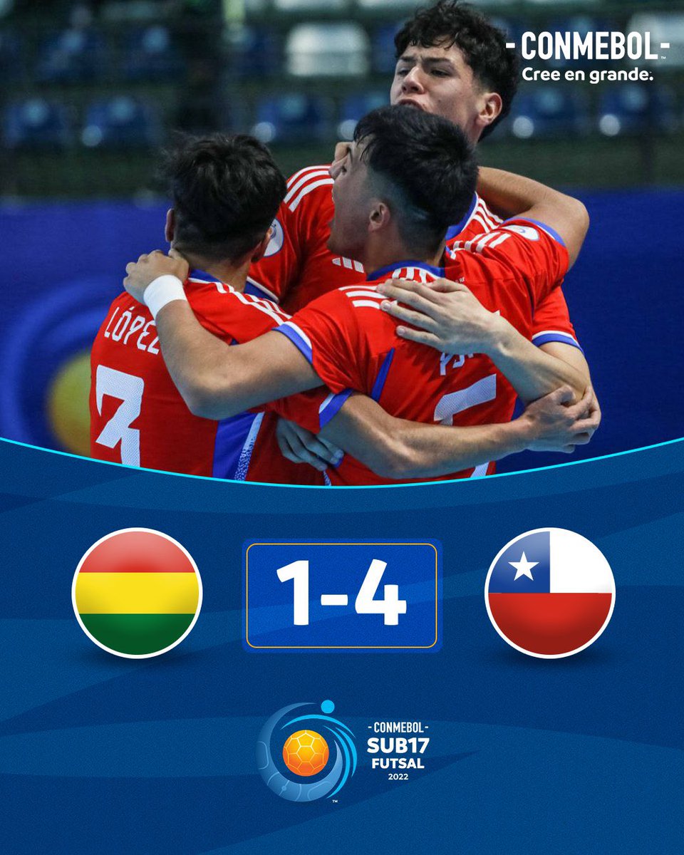#Sub17FS - Grupo A - Chile🇨🇱 le ganó 4-1 a Bolivia🇧🇴 y consiguió sus primeros tres puntos. Los dirigidos por el argentino🇦🇷 <a href="/Nacho_Futsal/">Cabral Ignacio</a> Cabral ganaron en la tercera jornada.
📷 <a href="/CONMEBOL/">CONMEBOL.com</a>