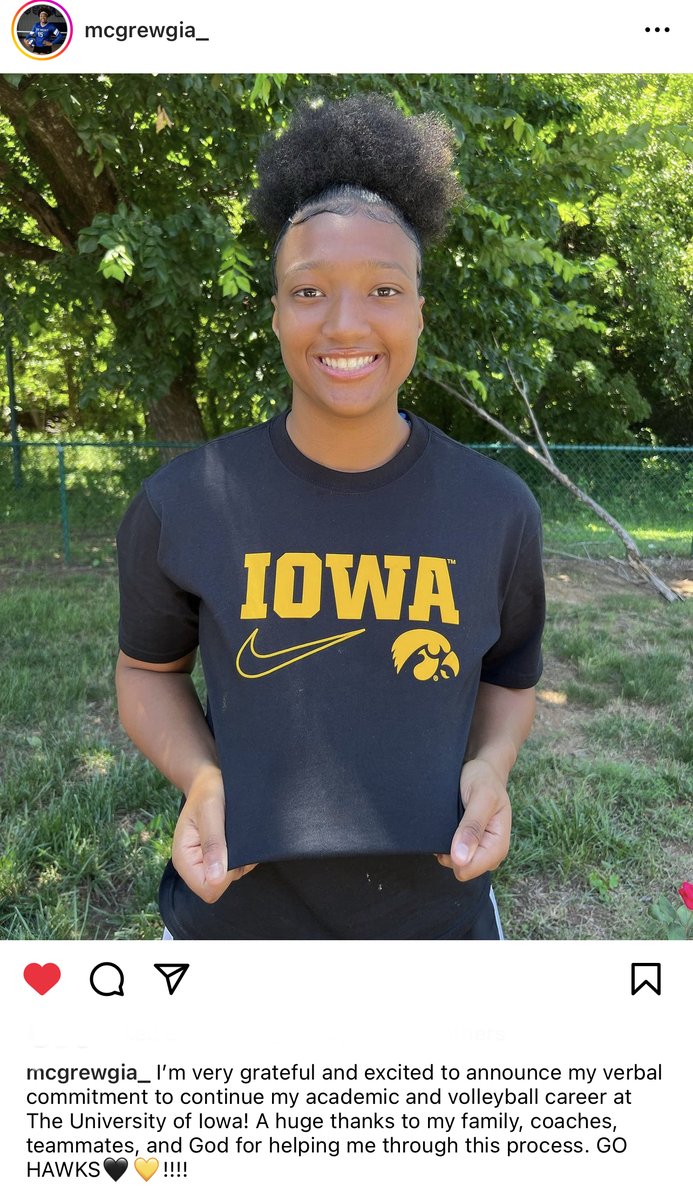 Breaking News! Rising Junior, Gia McGrew, announces her commitment to continue her academic and volleyball career at The University of Iowa! Gia has the distinction of being the first player in the history of MSM volleyball to commit to play Div 1 volleyball. Congratulations Gia!