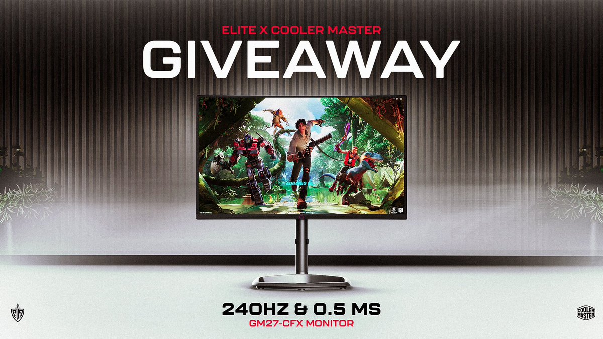Doing a 𝟮𝟰𝟬𝗛𝗭 𝗠𝗢𝗡𝗜𝗧𝗢𝗥 𝗚𝗜𝗩𝗘𝗔𝗪𝗔𝗬 with Elite & Cooler Master to get you ready for FNCS Major 3! 🎁

✅ 𝗙𝗢𝗟𝗟𝗢𝗪 @FNcompReport 
✅ 𝗙𝗢𝗟𝗟𝗢𝗪 @EliteEsports_ & @CoolerMaster_NA
❤️ 𝗟𝗶𝗸𝗲 & 𝗥𝗲𝘁𝘄𝗲𝗲𝘁 ♻️
🧑‍🤝‍🧑 𝗧𝗮𝗴 𝟮 𝗳𝗿𝗶𝗲𝗻𝗱𝘀