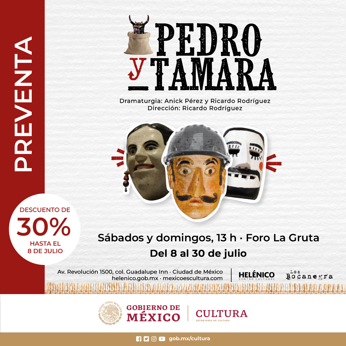 teatrobocanegra's tweet photo. 💀La muerte puede aparecer en cualquier momento y ¡hay que estar listos!
 💥Por eso no desaprovechen la PREVENTA para #PedroyTamara, en julio nos vemos en el Foro La Gruta del @Helenico, si es que la parca no se nos aparece antes.
👉https://t.co/g5QLrPJgir https://t.co/2jLo3ItpMO