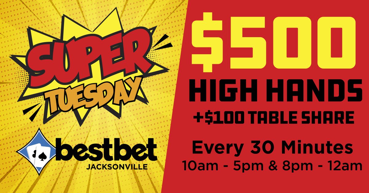Don't miss out on #TableShare Super Tuesday at bestbet Jacksonville tomorrow!
https://t.co/mJBq3KPzo8 https://t.co/wGDMQ9W7cI
