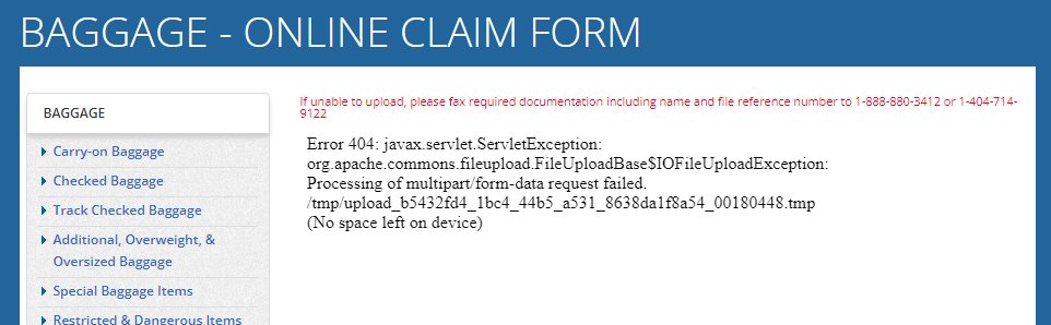 anselmdannecker's tweet photo. Dear @Delta customer team. You break my luggage during a flight and now I need to fax (?????) you my ticket, boarding pass, bag tag and claims report to get help because your system doesn't work??? You can't be serious. Tried several times... https://t.co/Xwf7IdpI24