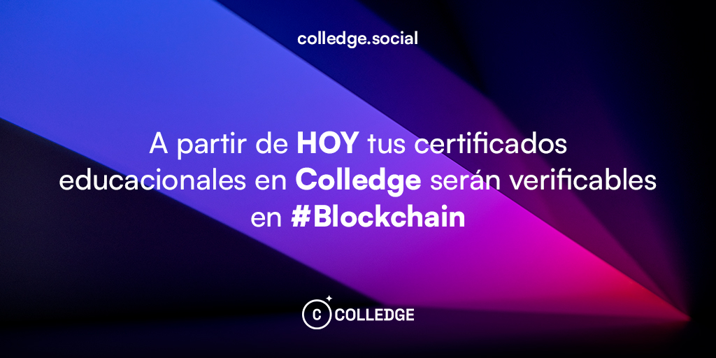 SomosColledge's tweet photo. A partir de HOY tus certificados de #Colledge serán verificables en #Blockchain
¿Qué esperas para comenzar tu carrera profesional con nosotros?
Recuerda que ¡TODOS nuestros cursos son GRATIS!
Comienza hoy tu camino en #web3🚀
https://t.co/2HTi6Eu3Vk https://t.co/DoZydHVBEa