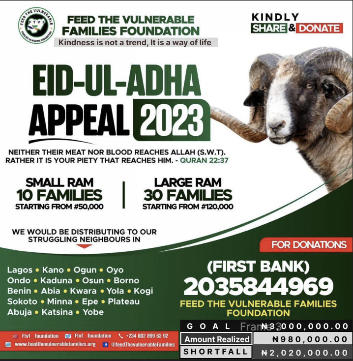 ftvf_foundation's tweet photo. The Prophet (ﷺ) said:

Your Lord is munificent and generous, and is ashamed to turn away empty the hands of His servant when he raises them to Him - Sunan Abu Dawood: 1488

🕋 *Day 1 of Dhul-Hijjah*: These are the most blessed days of the year! Let's maximize our good deeds. 

Our beloved Prophet Muhammad ﷺ also said: “There are no days in which righteous deeds are more beloved to Allah [ سبحانه و تعالى] than these ten days.” (Bukhari) ⁦

Kindly donate to our #EidulAdha Feeding Appeal.

Donation link: https://t.co/e5WEi9LRWo

#DhulHijjah⁩ ⁦#Blessings⁩ #GiveToday