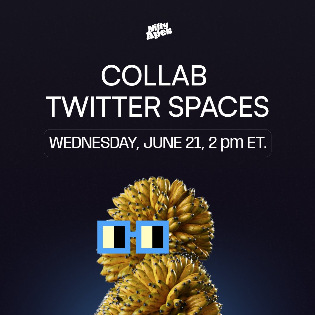 NiftyApes's tweet photo. 🚀 Join us for the 2nd NiftyApes Collab Spaces on Wednesday 21st, at 2 pm ET! 🎉

🙌 We're thrilled to have special guests @saildotfun and @PeachDropNFT joining us for an epic session! 🎊

🔗 Link: https://t.co/BA50u8PVaX

 Don't miss out. See you there! 👥✨ https://t.co/9MeP9tNtto