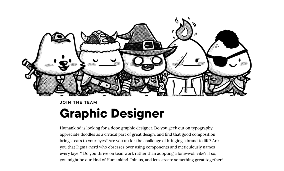 We’re looking for a dope Graphic Designer <a href="/humankindArt/">humankind 🖤</a>

Apply here:
humankind.art/job-post/graph…