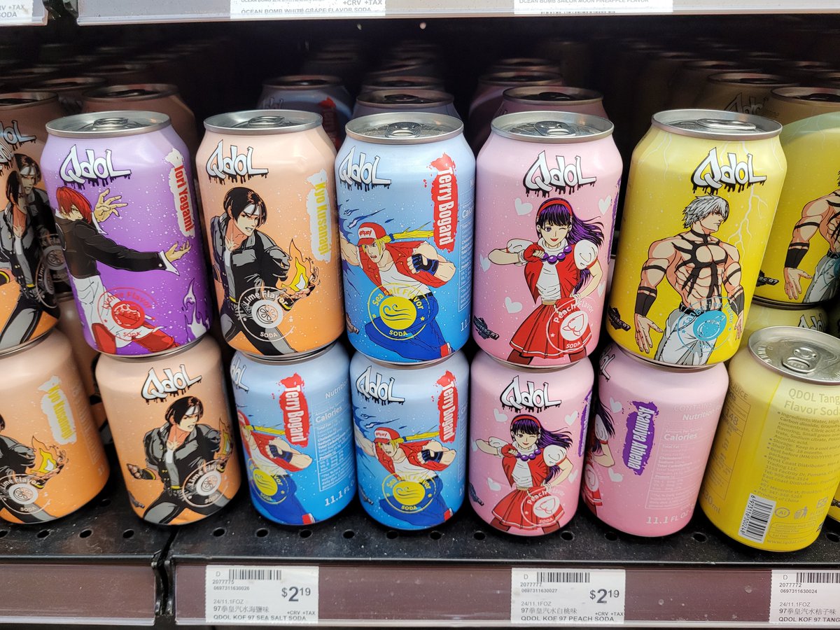 BKMAPW's tweet photo. We really have entered the Weeb Water era. On the same 99 Ranch shelf I found DBZ, One Piece, Sailor Moon and (love the specificity) KOF 97 drinks. https://t.co/OS5xuBuVEB