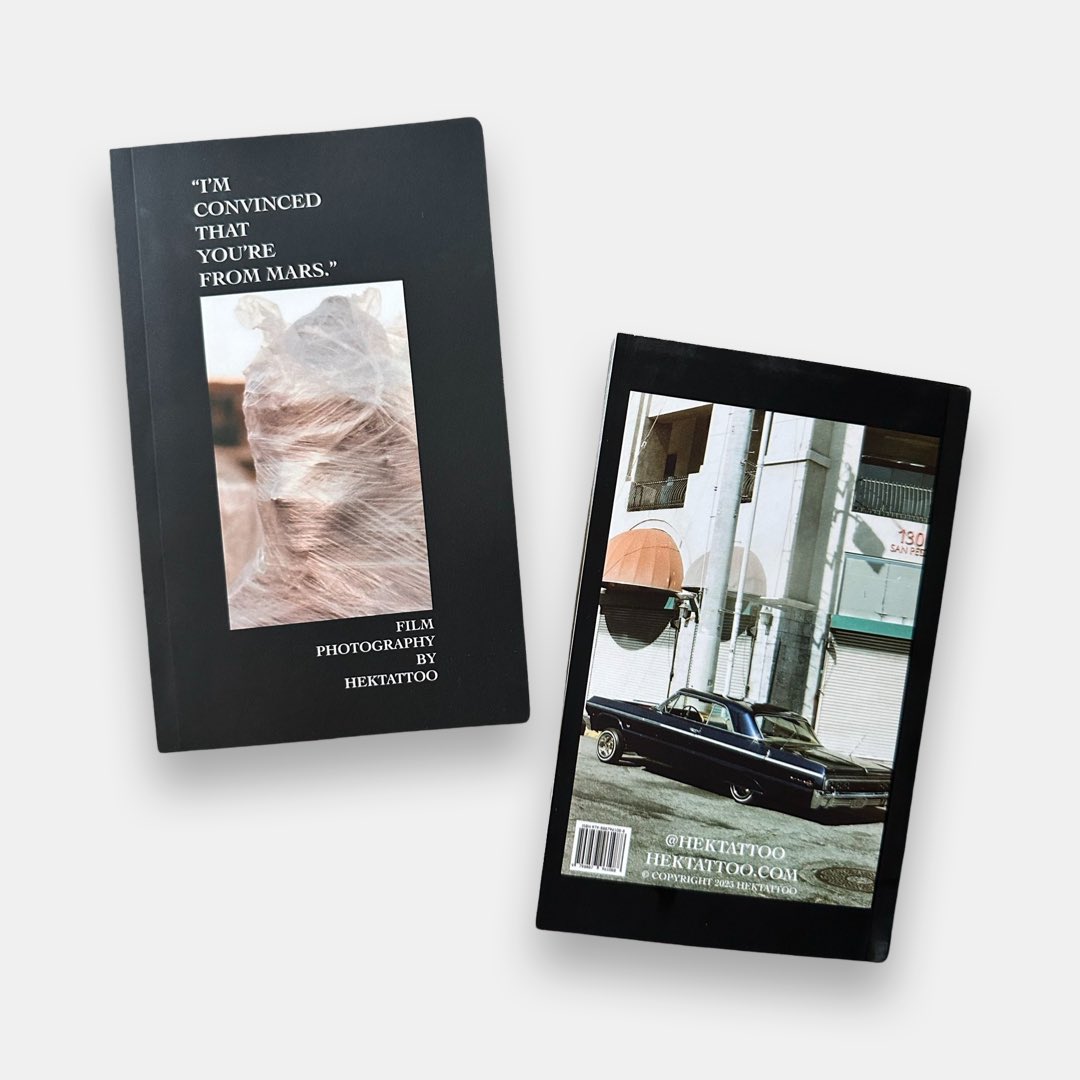 HEKTATTOO's tweet photo. “I’m convinced that you’re from Mars”, a collection of 35mm photography, is now available for preorder through https://t.co/1kb9frpVQD 
.
This 4x7 book is packed with over 250 photos shot from 2019-2023 with a variety of film cameras. . https://t.co/EOuqJkpy3v