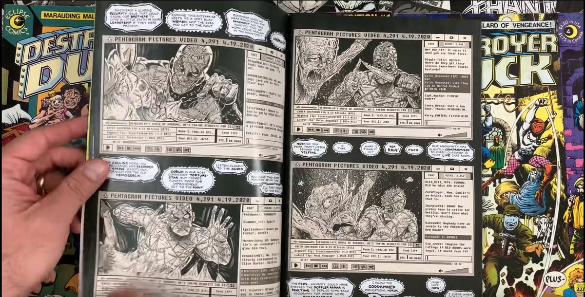 I'm watching the Cartoonist Kayfabe video on Destroyer Duck because I want to hear how Scioli justifies himself. Piskor is advertising his fucking crypto comic, can't believe they printed that shit on glossy paper, why even bother.