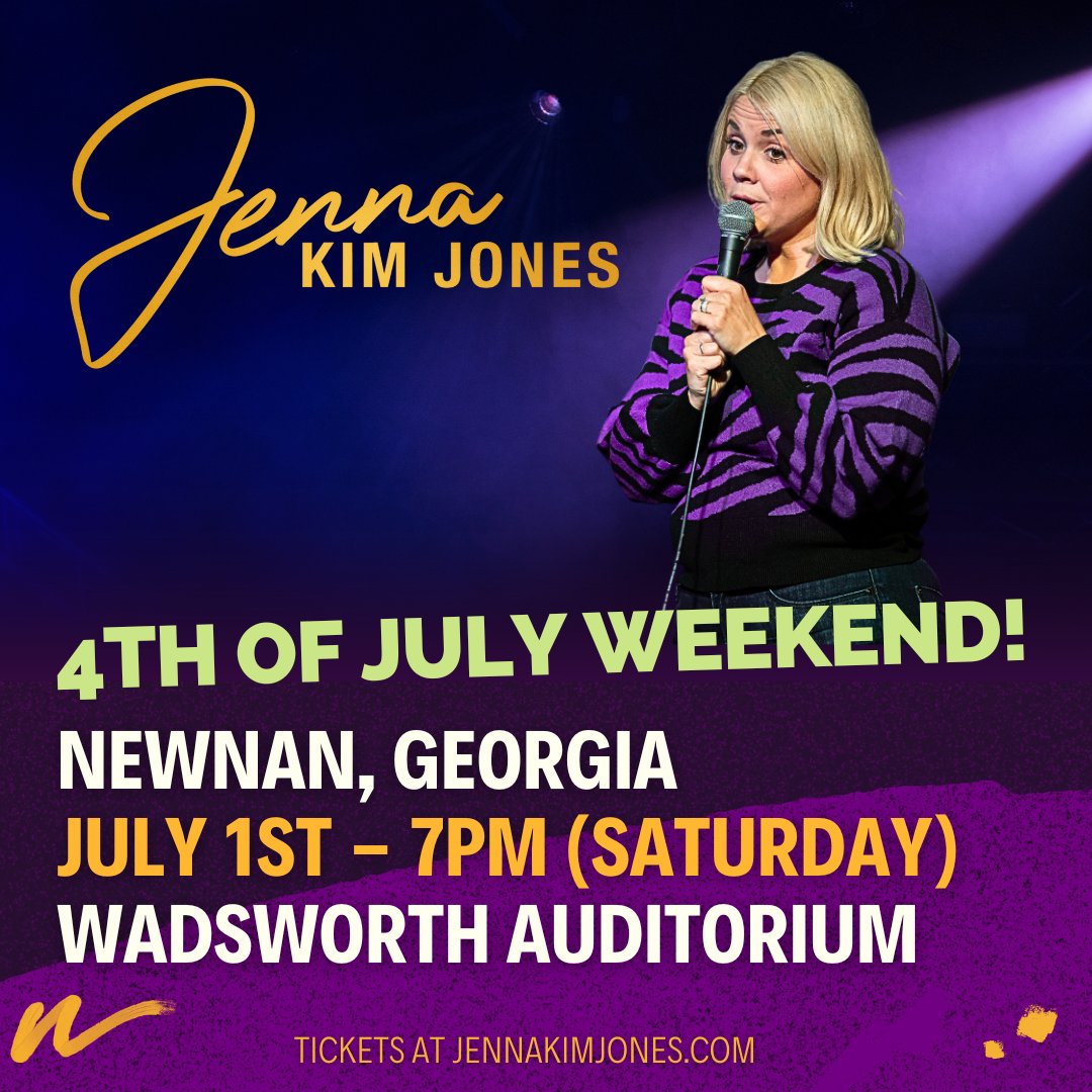 NEWNAN, GA! I can't wait to be with you LIVE next Saturday at Wadsworth  Auditorium! Tickets here 👉 buff.ly/469w2jo 

#JennaKimJones #standupcomedy
