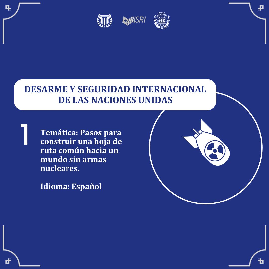 2/7 🇺🇳 La Primera Comisión: Desarme y Seguridad Internacional de las Naciones Unidas tendrá como tema central: 📌'Pasos para una hoja de ruta común hacia un mundo sin armas nucleares' 🇪🇸 Sesionará en idioma español