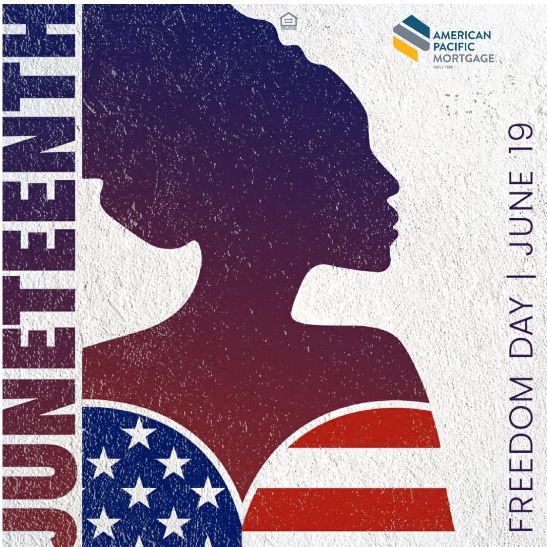 June 19th: Juneteenth 
Freedom Day! 🇺🇸 

#homebuyer #homesweethome #loanofficer #mortgage #apm #APMortgage #americanpacificmortgage #houses #loan #mortgagematters #loans #house #apmlending #experiencematters #home #loanofficers #mortgages #juneteenth