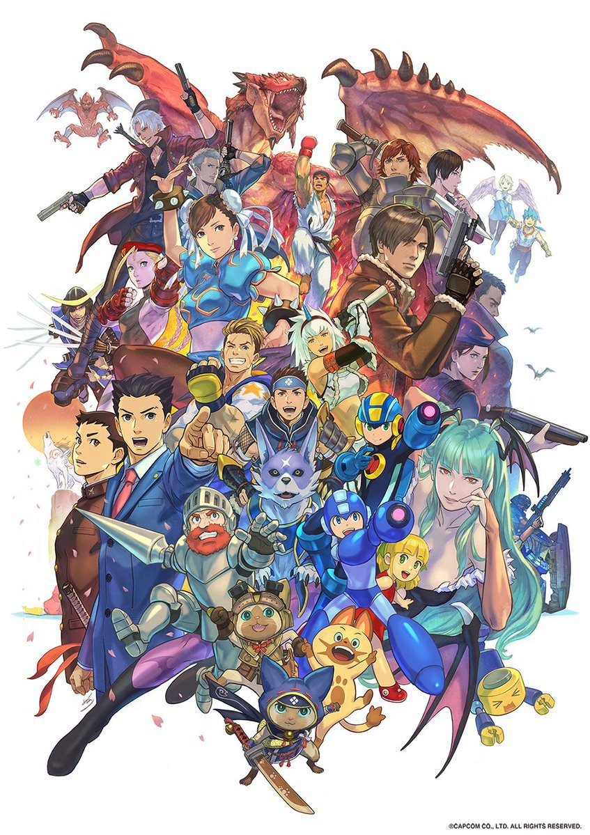 Capcom 40th anniversary commemorative illustration by Kazuya Nuri