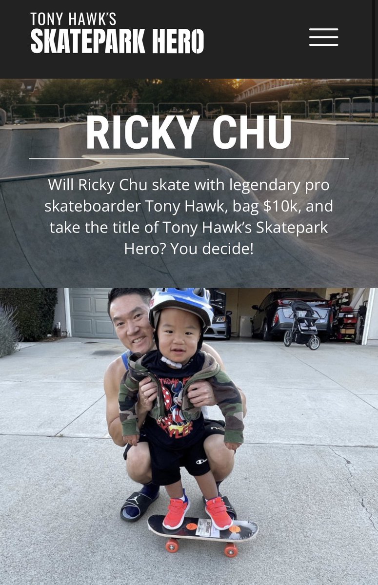 Help #ClipperNation Super Fan @RikDaddy & @SkylerGTR meet Tony Hawk!

It’s the quarter-finals & the person in 1st place in his group doesn’t even skate or like Tony Hawk. They’re just trying to manipulate the competition. 🤬

Vote now please Clipper fans! skateparkhero.org/2023/ricky-chu