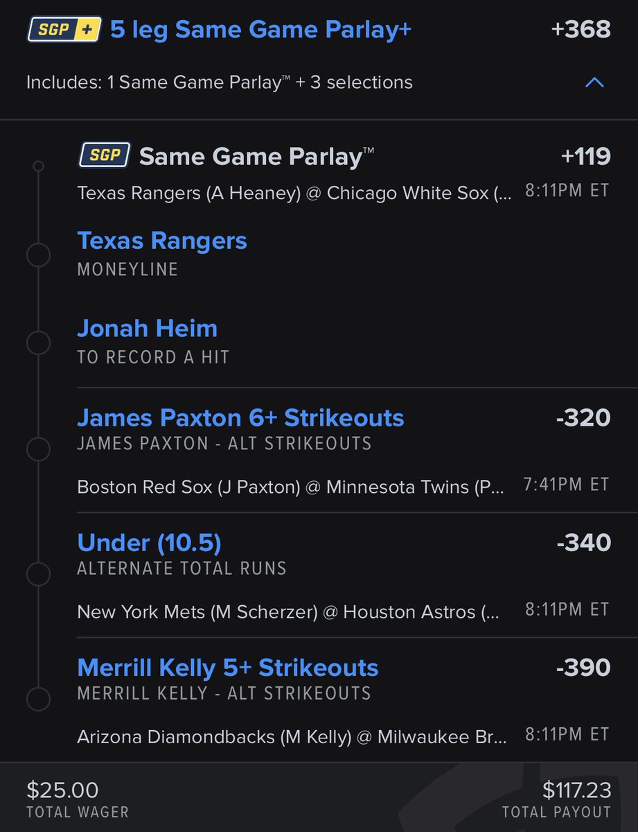 ⚾️MLB Parlay Of The Night⚾️
#GamblingTwitter #MLB #Fanduel #Props #SameGameParlay