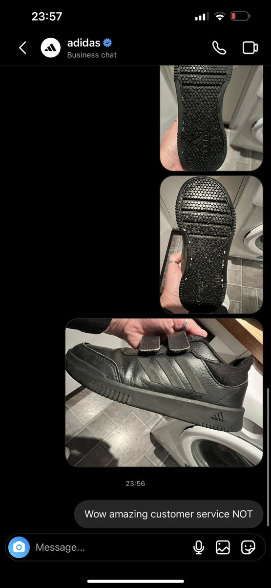 justine_peel's tweet photo. @adidasUK not the best customer service just noticed this hasn’t even been recognised by your team and bought them again and they were still poor quality https://t.co/Su7tFNhOkQ