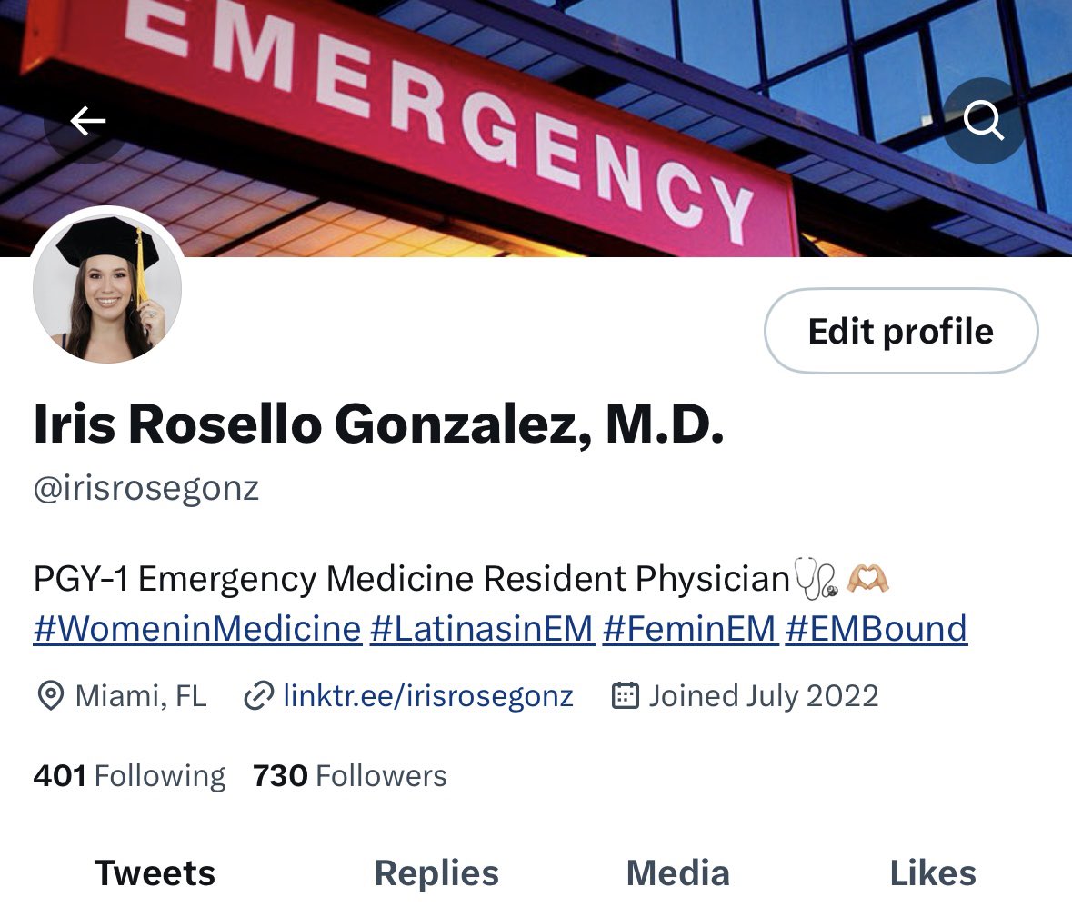 irisrosegonz's tweet photo. Orientation started today &amp; it’s finally sinking in that I’m a PGY-1⚕️Only felt right to finally change my bio 🥹🫶🏼 #MedTwitter #EMBound #PGY1 #EM #WomeninMedicine #LatinasinEM #FeminEM https://t.co/cfvOzvtrci
