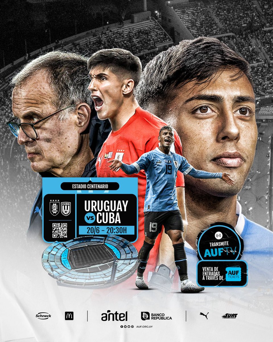 🔜 ¡𝗝𝗨𝗘𝗚𝗔 𝗨𝗥𝗨𝗚𝗨𝗔𝗬!

Mañana la Selección tendrá su segunda presentación bajo la dirección de Marcelo Bielsa.

🆚 Cuba
🕞 20:30h
🏟️ Estadio Centenario
📺 AUF.tv
🎟️ AUFtickets.uy

#ElEquipoQueNosUne