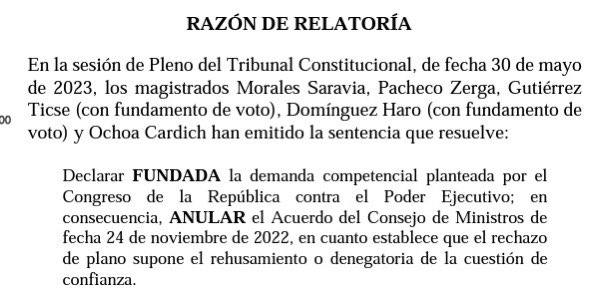 martinhidalgo's tweet photo. #AlertaLegislativa: El TC concluye que el Congreso es competente para delimitar, dentro del marco vinculante establecido por la Constitución, los límites a los que se encuentra sujeta la institución de la cuestión de confianza. Fallo completo: https://t.co/PfFSmKUCMt https://t.co/njG00WPVEm