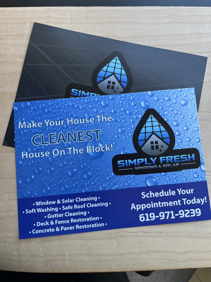 inscriptu's tweet image. We recently printed marketing materials for Simply Fresh Windows and Solar, including high-gloss business cards, cardstock flyers &amp;amp; A-frame signs!  The amazing team didn't hesitate to show their appreciation by stopping by and cleaning our windows! 
inscriptu.com