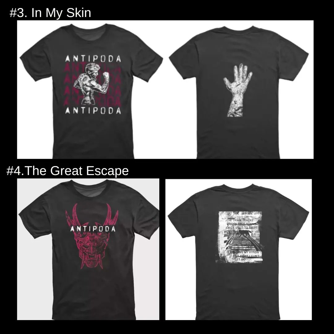 ANTIPODA_ROCK's tweet photo. Por cada compra te obsequiamos 1 afiche. 

**Último diseño: Unburden 
(Del sencillo próximo a lanzarse)

**Gracias a Rick González por su arte en las piezas 2 a 5, y a Dung Hoang por su arte en la pieza 1.
 
#AntipodaRock
#camisetas
#camisetasrockeras 
#rock 
#metal https://t.co/JB1TFajogA