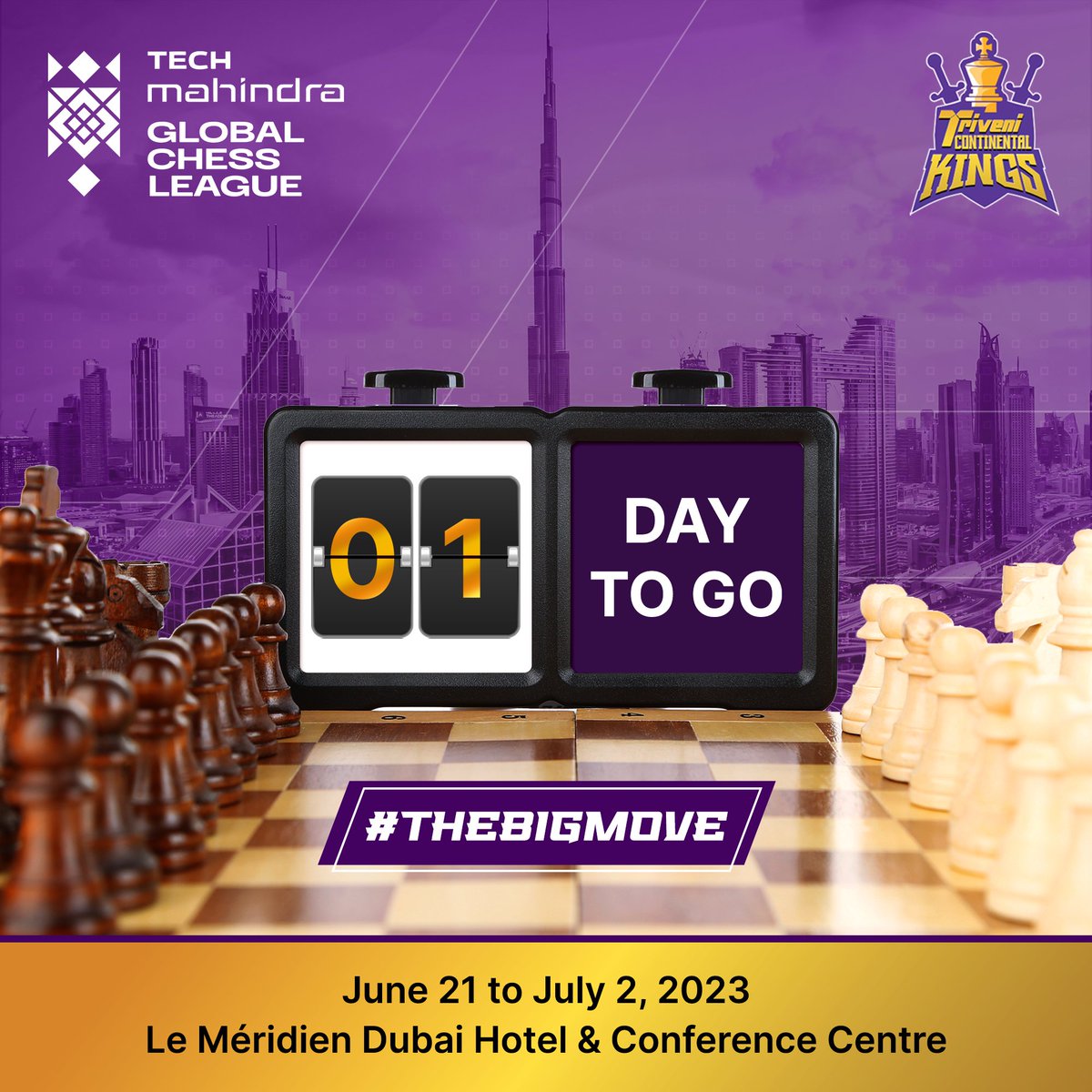 🔥 One Day to Go! 🔥
#OneDayToGo #chessexcitement #LevonAronian #chessmoves #Chess #globalchessleague #Indiachess #thebigmove #fide #GlobalChessLeague #dubai