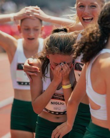LadyChiefsTribe's tweet photo. It’s reactions like this that I will never forget. These girls were running for each other and did something pretty special yesterday. 
I still cannot wrap my head around what they did yesterday. Special group. Left it all on the track. https://t.co/rr21TUlVNE