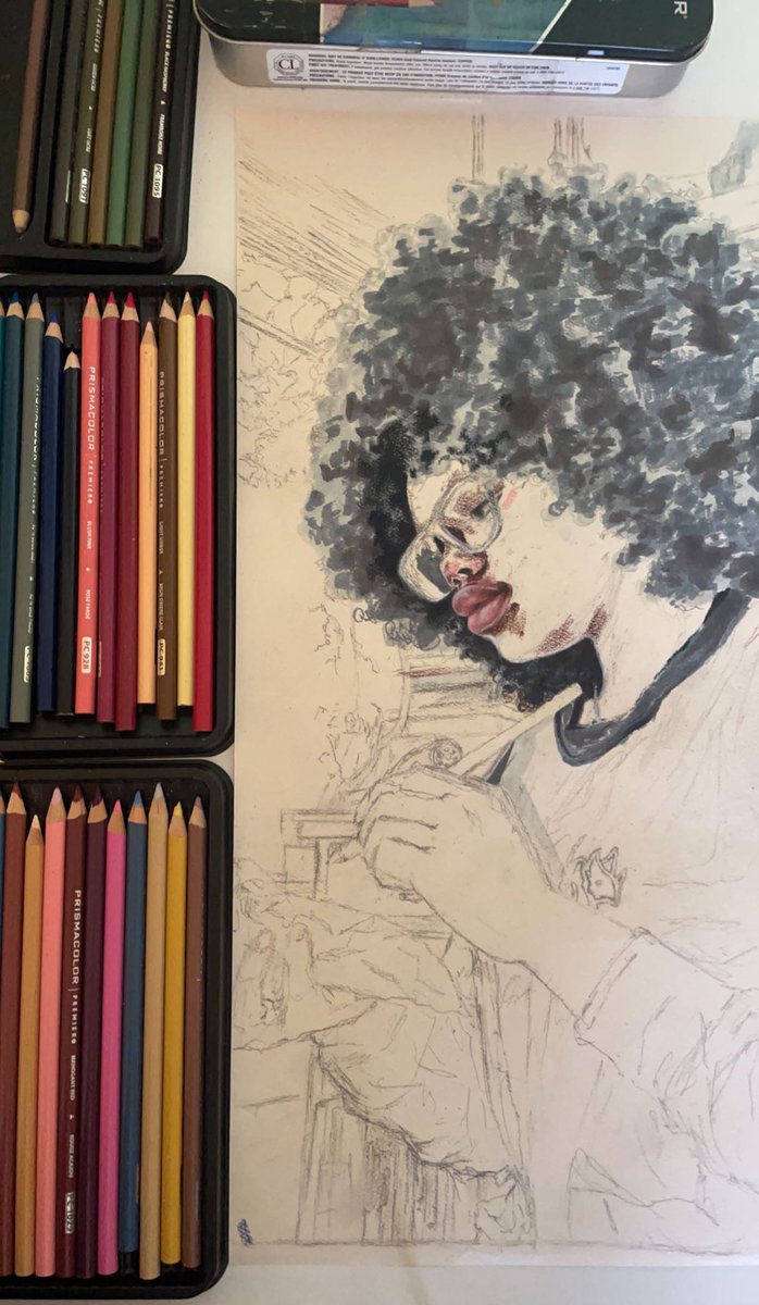 ArtistMelanin's tweet photo. First art piece of the summer ☀️🩵
#art #ArtistOnTwitter #blackgirlart #prismacolorpencil https://t.co/EGGntsSTuA