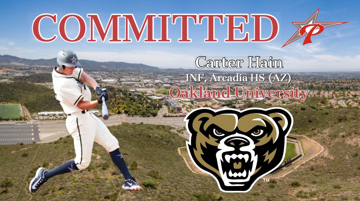 🚨COMMITMENT ALERT🚨

Congrats to <a href="/CarterHain/">Carter Hain</a> for committing to <a href="/OaklandBSB/">Oakland Golden Grizzlies Baseball</a>! Carter is a 2021 grad from Arcadia HS in Arizona and is now the 10th Comet to commit to a 4-year school from this year’s team. 

Congrats, Carter!

#RollComets