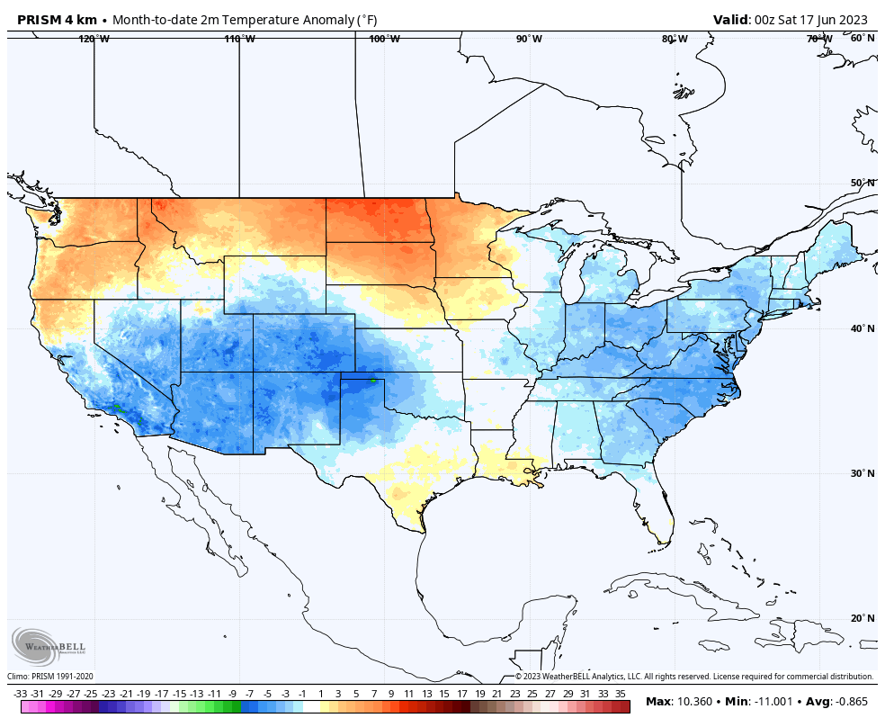 Not the narrative:

Coolest June in US since 2009, despite 35% increase in industrial era CO2.

Emissions-driven warming is a hoax.