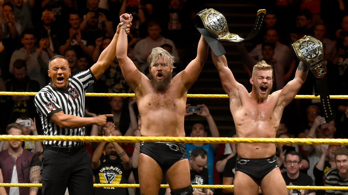 NXTUK_Legacy's tweet image. June 19, 2018:

On Night Two of NXT U.K. Championship at Royal Albert Hall, #MustacheMountain (@trentseven, #TylerBate) defeated #UndisputedEra (@KORcombat, @roderickstrong) to win the #WWENXT Tag Team Championships.

📸 WWE

#NXTUK