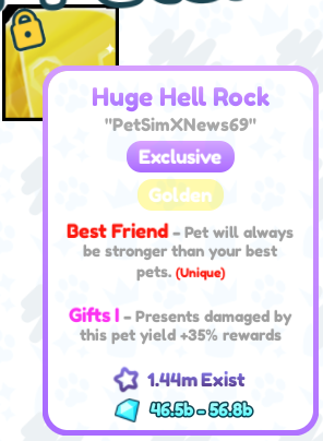 Pet Simulator News on X: Golden Huge Hell Rock RAP just dropped