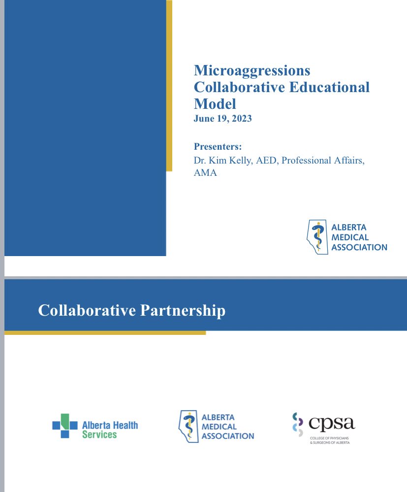 Presented to AMA staff on this new educational module on micro-aggressions available to all Alberta physicians through “myCPSA”. Of significance - the collaborative partnership with 3 provincial organizations to get this done!! #leadership #systempartnership #healthcare