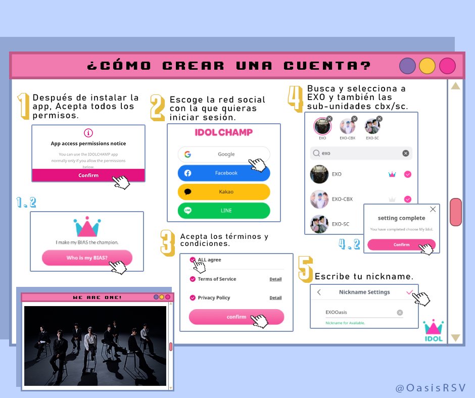 OasisRSV's tweet photo. 🔵 TUTORIAL IDOL CHAMP🟣

Idol Champ es una app de votación que nos permite ayudar a #EXO para sanar premios. Se usa para la prevotación de Show Champion por lo que es muy importante recolectar puntos allí. 

Te compartimos un tutorial 👇

#EXO #EXO_EXIST #EXOISCOMING @weareoneEXO
