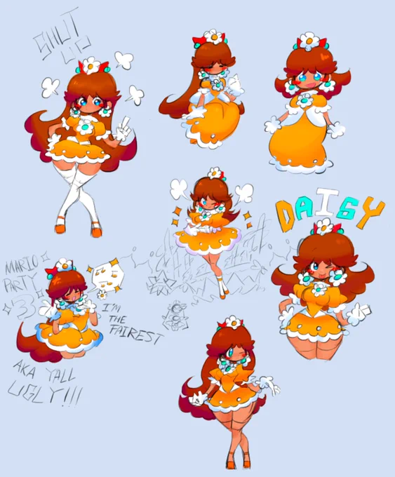 I've been pretty busy lately lol but I managed to doodle a couple of Princess Daisies (in my design) for fun 